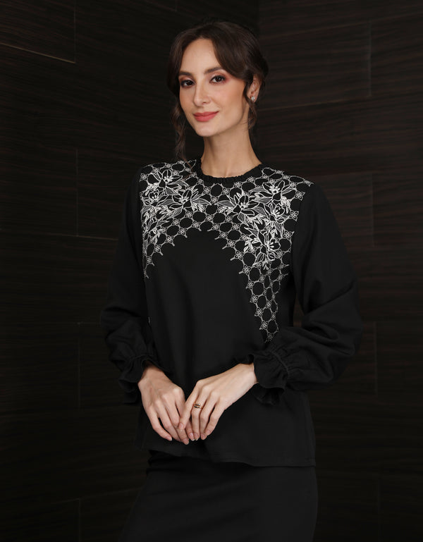 BAJU KURUNG KEDAH OVIDIA (BLACK)